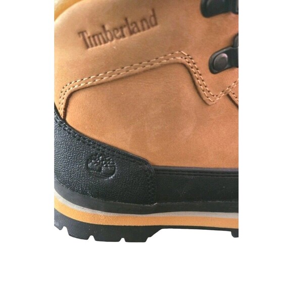 Timberland Euro Hiker Boot Brown Black Leather Shell Toe Logo Boys Size 3 - Picture 7 of 8